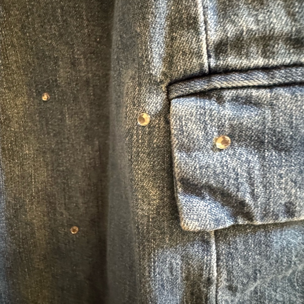 Quacker Factory Embellished Blue Jean Blazer. Size 1x - Picture 3 of 6